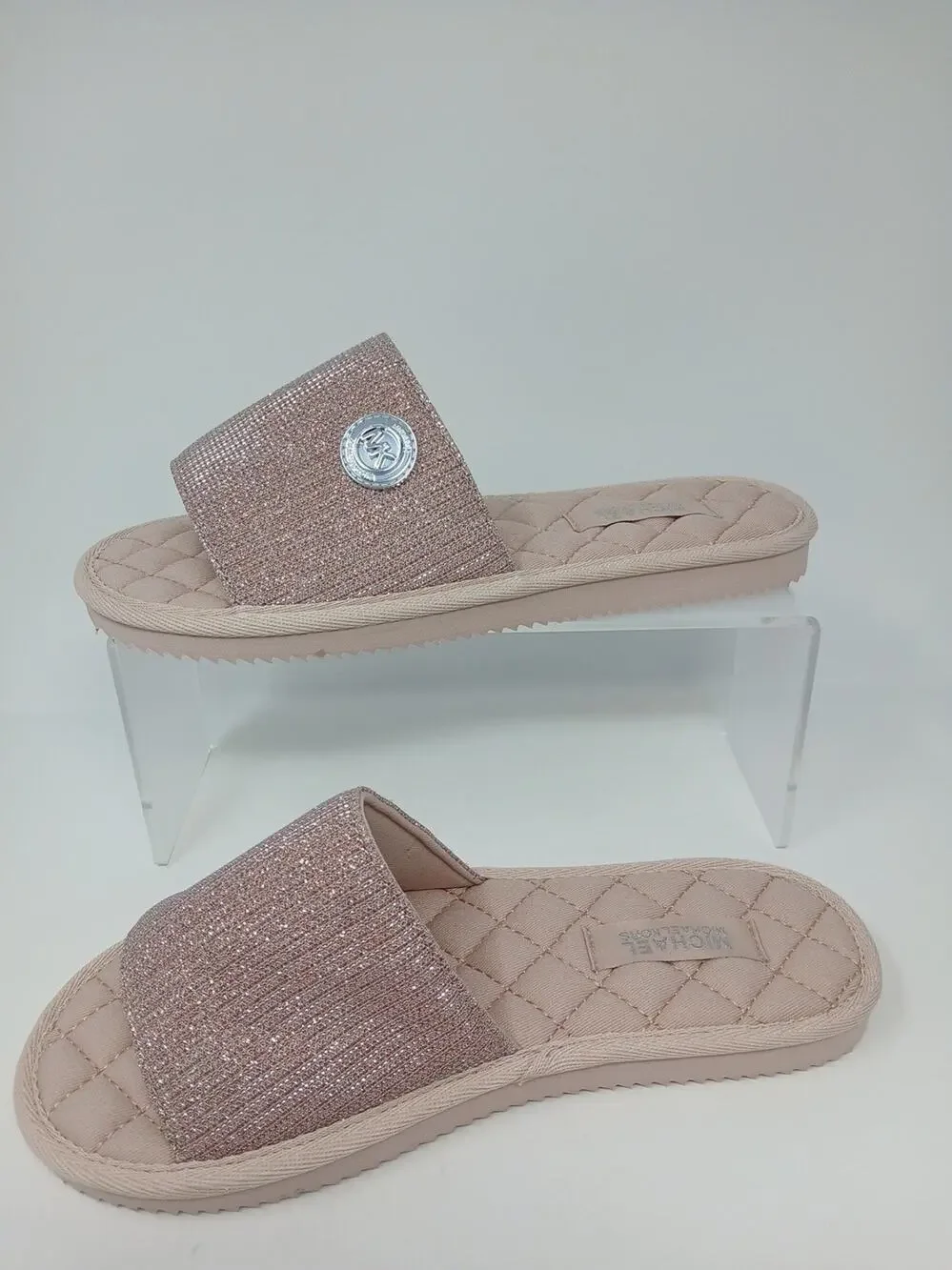 Michael Kors Eva Sole Slide Sandal Women’s MK Sz 8 Eva Sole RX21C Bedazzled New